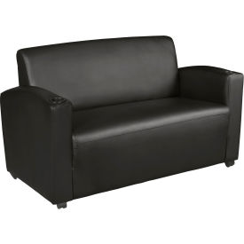Regency Lounge Cushioned Vinyl Loveseat, 56"W x 29"D x 33"H, Black