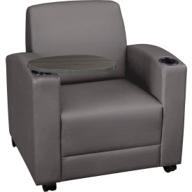 Tablet Arm Chair without Storage, Vinyl Seat, Gray/Ash Gray