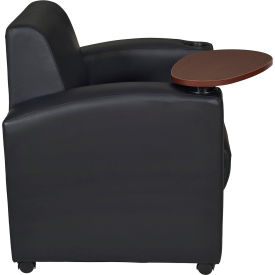 Nova Tablet Arm Chair without Storage, Vinyl Seat, Black/Java