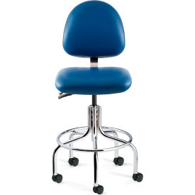 Doral Task Chair, Mid Back, Articulating Tilt, 21" - 26"H Seat, Blue/Chrome