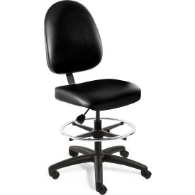 Integra Vinyl Task Chair, High Back, No Tilt, 25" - 35"H Seat, Black