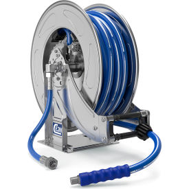 913 Washdown/Compressed Air Hose Reel, Spring Rewind, 290 PSI, 1/2" ID x 65'L