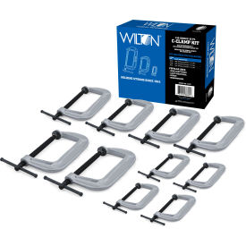 140 Series C-Clamp Kit, 2" - 8" Jaw Opening, 1-1/8" to 3-1/4" Throat Depth, Pack of 10