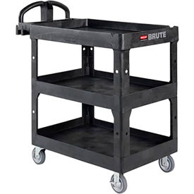 HD Medium Utility Cart, 3 Lipped Shelves, 600 lb. Capacity, 44"L x 25-1/4"W x 47"H, Black