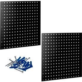 Square Hole Pegboards & Mounting Hardware, 24"W x 9/16"D x 24"H, Black Epoxy, 2/Pack