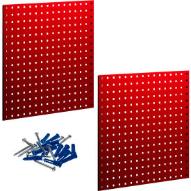 Square Hole Pegboards & Mounting Hardware, 24"W x 9/16"D x 24"H, Red Epoxy, 2 Pack