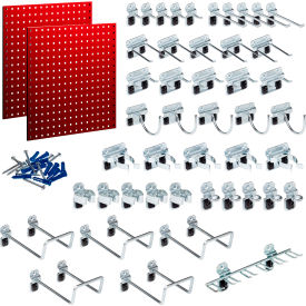 Square Hole Pegboards w/ LocHook Assortment, 24"W x 9/16"D x 24"H, Red Epoxy, 48/Pk