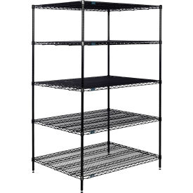 5 Shelf Black Epoxy Wire Shelving Unit Starter 72"W x 36"D x 86"H