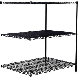 3 Shelf, Black Epoxy Wire Shelving Unit, Add On, 36"W x 36"D x 54"H
