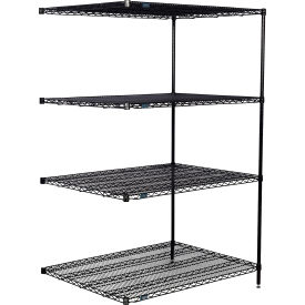 4 Shelf, Black Epoxy Wire Shelving Unit, Add On, 48"W x 36"D x 54"H