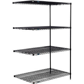 4 Shelf, Black Epoxy Wire Shelving Unit, Add On, 48"W x 30"D x 74"H