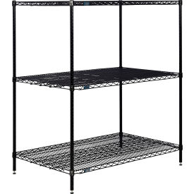 3 Shelf Black Epoxy Wire Shelving Unit Starter 48"W x 30"D x 54"H
