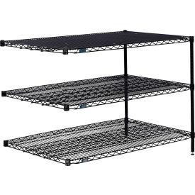 3 Shelf Black Epoxy Wire Shelving Unit Add On 72"W x 30"D x 34"H