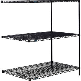 3 Shelf, Black Epoxy Wire Shelving Unit, Add On, 72"W x 30"D x 54"H