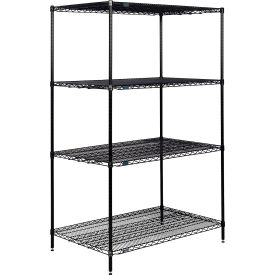 4 Shelf, Black Epoxy Wire Shelving Unit, Starter, 48"W x 30"D x 63"H