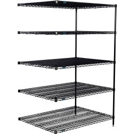 5 Shelf, Black Epoxy Wire Shelving Unit, Add On, 60"W x 36"D x 63"H