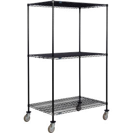 3 Shelf Truck, Black Epoxy, 60"W x 30"D x 69"H, Polyurethane Swivel Casters