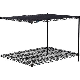 2 Shelf, Black Epoxy Wire Shelving Unit, Add On, 72"W x 36"D x 34"H