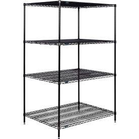 4 Shelf, Black Epoxy Wire Shelving Unit, Starter, 48"W x 36"D x 86"H