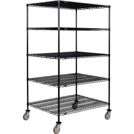 5 Shelf Truck, Black Epoxy, 60"W x 36"D x 69"H, Polyurethane Swivel Casters