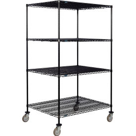 4 Shelf Truck, Black Epoxy, 36"W x 36"D x 60"H, Polyurethane Swivel Casters