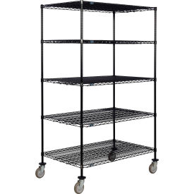 5 Shelf Truck, Black Epoxy, 36"W x 30"D x 69"H, Polyurethane Swivel Casters