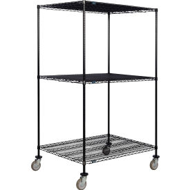 3 Shelf Truck, Black Epoxy, 72"W x 36"D x 60"H, Polyurethane Swivel Casters