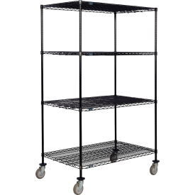 4 Shelf Truck, Black Epoxy, 48"W x 30"D x 60"H, Polyurethane Swivel Casters