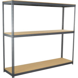 3 Shelf, Standard Duty Boltless Shelving, Starter, 96"W x 18"D x 84"H, Wood Deck