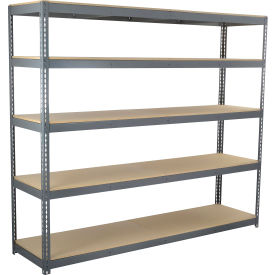 5 Shelf, Standard Duty Boltless Shelving, Starter, 96"W x 18"D x 84"H, Wood Deck
