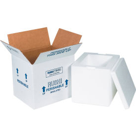 Foam Insulated Shipping Kit, 8"L x 6"W x 7"H, White, 8/Pack
