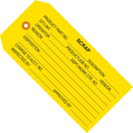 Inspection Tag, "Scrap", 4-3/4"L x 2-3/8"W, Yellow, 1000/Pack