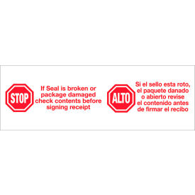 Carton Sealing Tape, Stop/Alto, 2" x 110 Yds., 2.2 Mil, Red/White