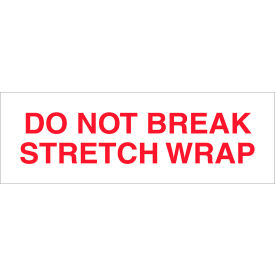 Carton Sealing Tape, Do Not Break Stretch Wrap, 3" x 110 Yds., Red/White
