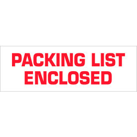 Carton Sealing Tape, Packing List Enclosed, 2" x 110 Yds., Red/White