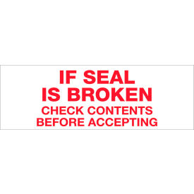 Carton Sealing Tape, If Seal Is Broken, 2" x 110 Yds., Red/White
