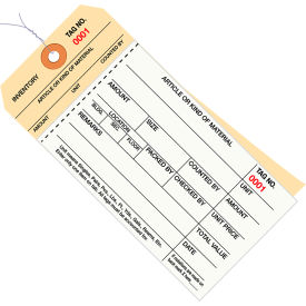 2-Part Carbonless Stub Style Inventory Tag, Wired, 4500-4999, #8, 6-1/4"Lx3-1/8"W, 500PK