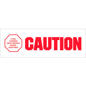 Carton Sealing Tape, Caution - If Seal Is Broke, 2" x 110 Yds., Red/White