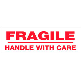 Tape Logic Carton Sealing Tape, Fragile Handle With Care, 3" x 110 Yds., Red/White