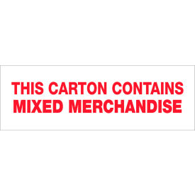 Carton Sealing Tape, Mixed Merchandise, 2" x 110 Yds., 2.2 Mil, Red/White