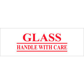 Carton Sealing Tape, Glass - Handle With Care, 2" x 55 Yds., Red/White