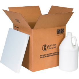 Haz Mat Shipper Kit, Four 1 Gallon Jugs, 12-1/4"Lx12-1/4"Wx12-3/4"H, Kraft/White