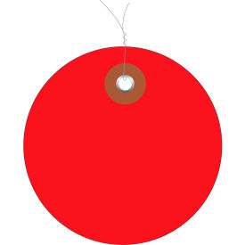 Plastic Circle Tag, Pre-Wired, 3" Dia., Red, 100/Pack