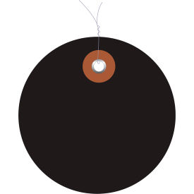 Plastic Circle Tag, Pre-Wired, 2" Dia., Black, 100/Pack