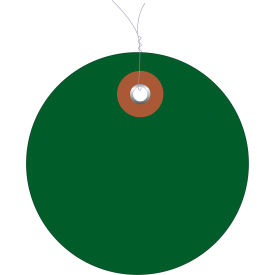 Plastic Circle Tag, Pre-Wired, 3" Dia., Green, 100/Pack