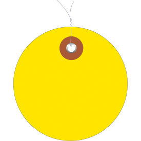 Plastic Circle Tag, Pre-Wired, 3" Dia., Yellow, 100/Pack