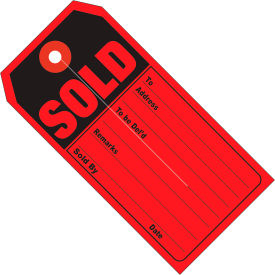 "Sold" Retail Tag, 4-3/4"L x 2-3/8"W, Red/Black, 500/Pack