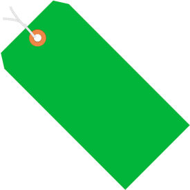 Shipping Tag, Pre-Strung, #3, 3-3/4"L x 1-7/8"W, Fluorescent Green, 1000/Pack