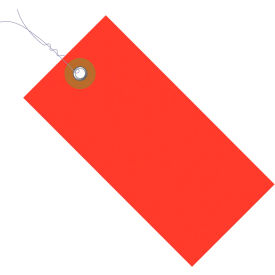 Tyvek Shipping Tag, Pre-Wired, 4-3/4"L x 2-3/8"W, Red, 100/Pack
