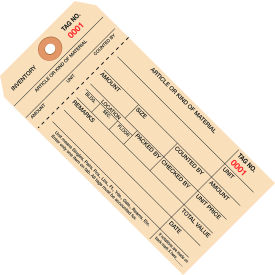 1-Part Stub Style Inventory Tag, 6-1/4"L x 3-1/8"W, 1000/Pack